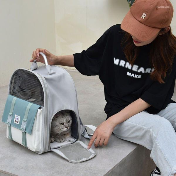 Saco de transporte para gatos portátil em lona respirável para animais de estimação ombro mochila para cães grandes suprimentos para viagem produtos