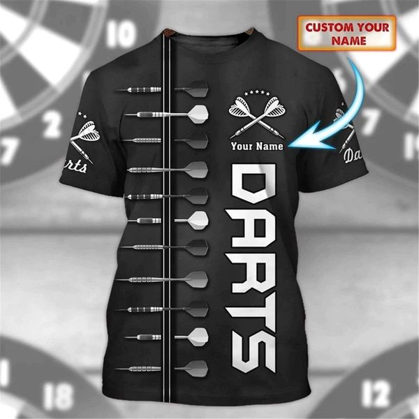 T-shirt da uomo Darts and Beer 3D Tshirt For Darts Player Skull Dart Personalizzato Nome 3d Stampato magliette tees Uomo Per donna manica corta 230712