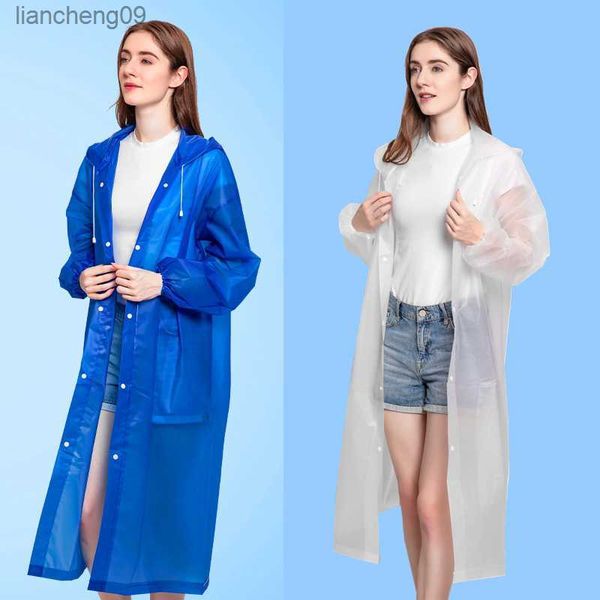 2023 New Fashion Women Man Clear Paint Painted Collesed Eva Rain Coat Взрослые студенты Водонепроницаемые пончо многоразовый дождь L230620