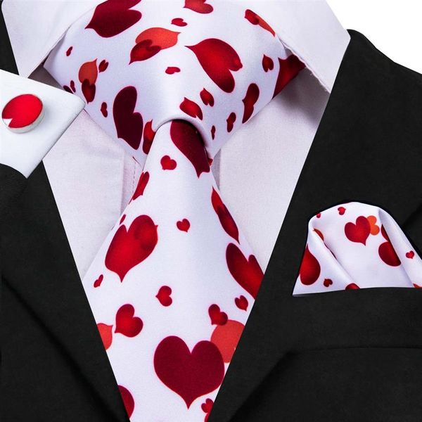 MensCravatta bianca con stampa cuore rosso cravatta da uomo Meeting Business wedding party Casual Party Cravatta N-30971740