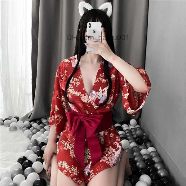 Costume a tema Sexy uniforme da gioco di ruolo Kimono giapponese abbigliamento sessuale cardigan da donna abbigliamento da gioco di ruolo biancheria intima sexy kimono gioco di ruolo Z2307123