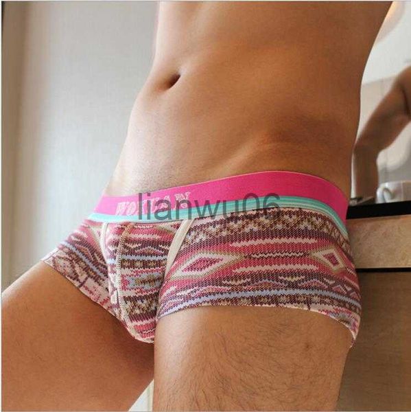 Mutande WOXUAN Mens Stampato in cotone sottile a vita bassa U convesso comodo intimo da uomo traspirante Boxer J230713