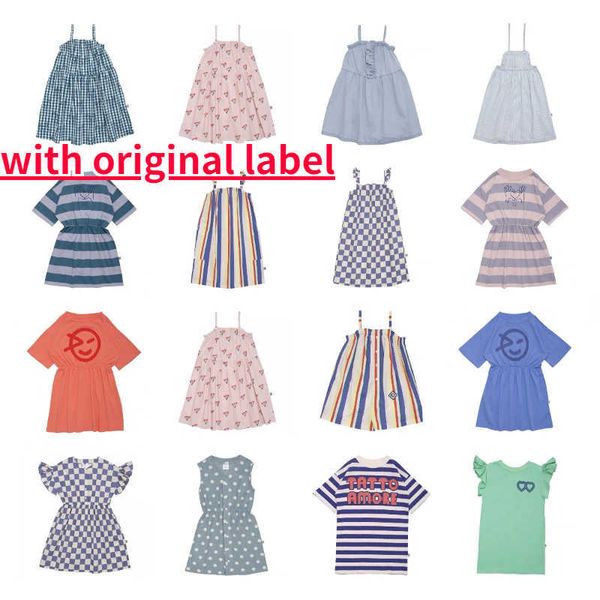 Mädchenkleider Kinderbekleidung 23 Frühling Sommer WYN Kleid Mädchen mittellanges bedrucktes Kleid Denim Prinzessin Kleid Weste Rock MädchenkleidungHKD230712