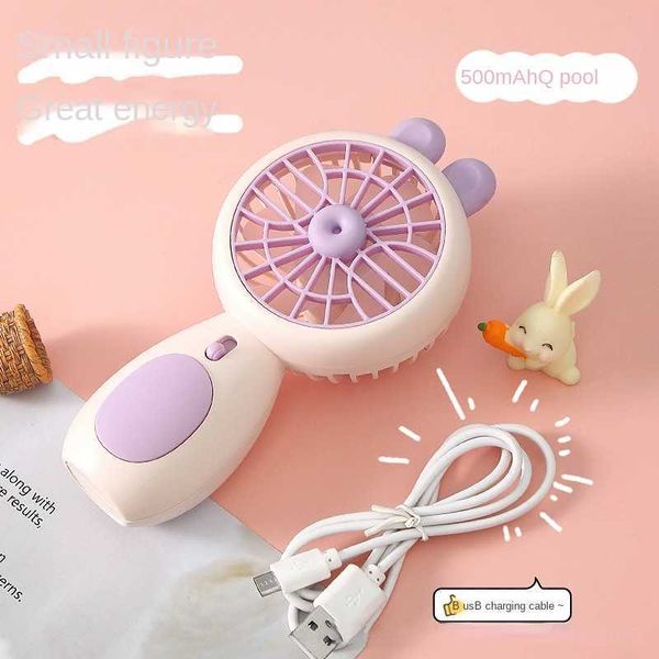 Elektrische Fans Neue Cartoon Kaninchen Mini Fan Hause Büro Hohe Wind Stille Desktop Beleuchtung Fan Student Outdoor Tragbare Handheld Fan dropshopping