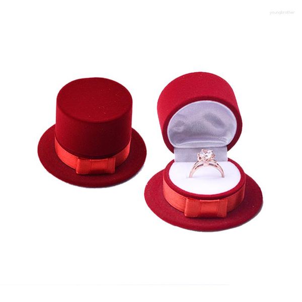 Porta-jóias linda caixa pequena de veludo para exibição de anel de noivado porta-presente