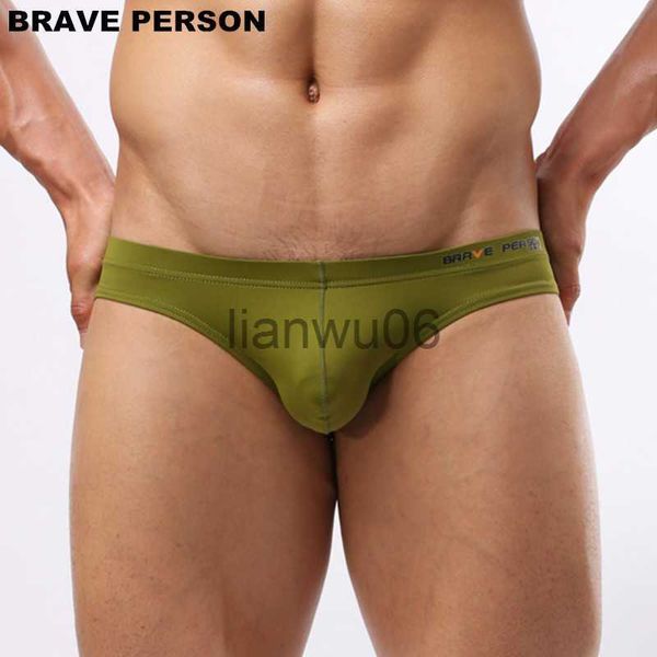 Cuecas Brave Person Homens Cuecas Biquíni Cintura Baixa Roupa Interior Masculina Roupa de Banho U Convexo Penis Bolsa Nylon Cuecas de Natação Masculinas Calcinhas Sexy J230713