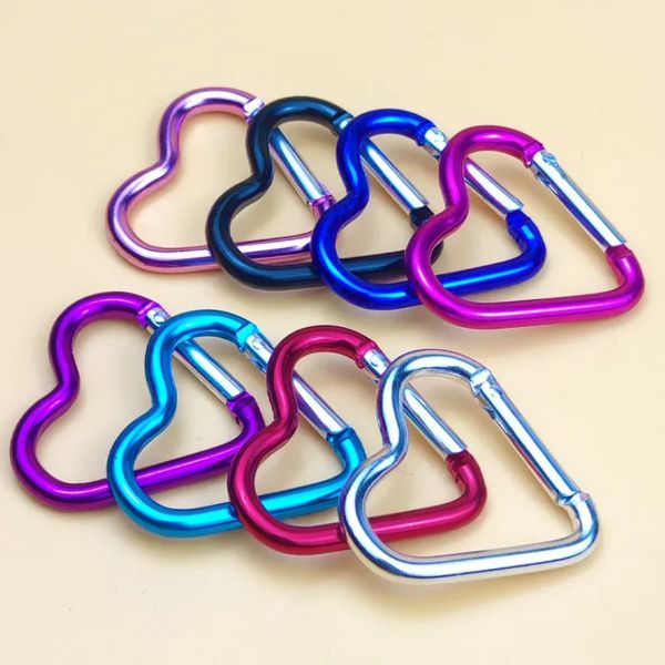 1000 Teile/los Party Geschenk Herzförmige Aluminium Karabiner Schlüsselanhänger Clip Outdoor Camping Schlüsselring Haken Wasser Flasche Hängende Schnalle Großhandel G0713