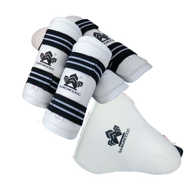 Gomitiere Ginocchiere di alta qualità Bianco Taekwondo Inguine Guard Protector Uomo Donna Bambino Biforcazione Kiching Boxe Karate braccio parastinchi 230713