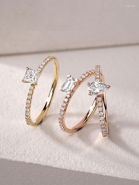 Cluster-Ringe Romantischer Diamant-Verlobungsring aus echtem 925er-Sterlingsilber, Party-Hochzeitsring für Frauen, Brautschmuck
