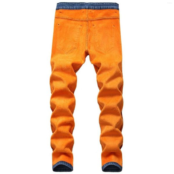 Erkek Kot Boyut 28-42 2023 Streç Polar Kış Sıcak İş Moda İnce Fit Kıkıcı Denim Pantolon Pantolon
