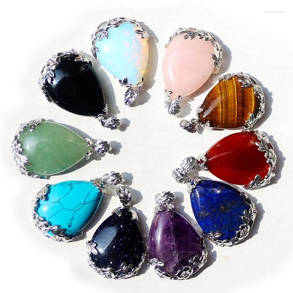 Подвесные ожерелья Цветочная вода Рейки Чакра Камень Естественный кварцевый кристалл аметисты лапис опал бирюзы