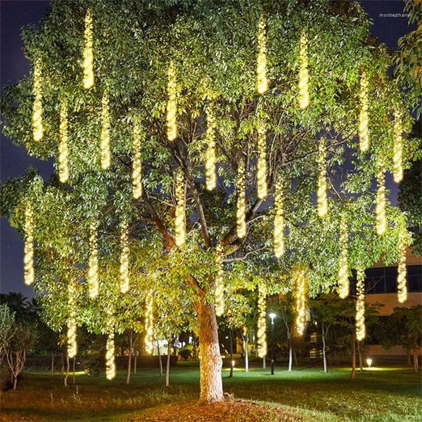 Stringhe LED Meteor Shower Rain String Lights Impermeabile Giardino Solare Ghiacciolo Luce Albero di Natale Petardo Fata Festa di festa
