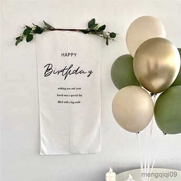 Tapeçarias Feliz Aniversário Fundo Tapeçaria Ins Floresta Simples Cenário Japonês Decorativo Pano Pendurado Cena de Festa em Casa Foto Prop R230713