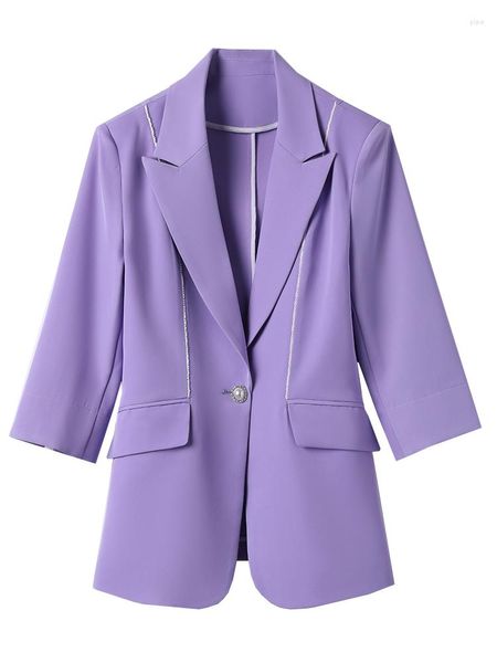 Женские костюмы мода весна лето, дамы, блейзер, женщины, женщина фиолетовая сплошная сплошная, деловая работа, формальная куртка