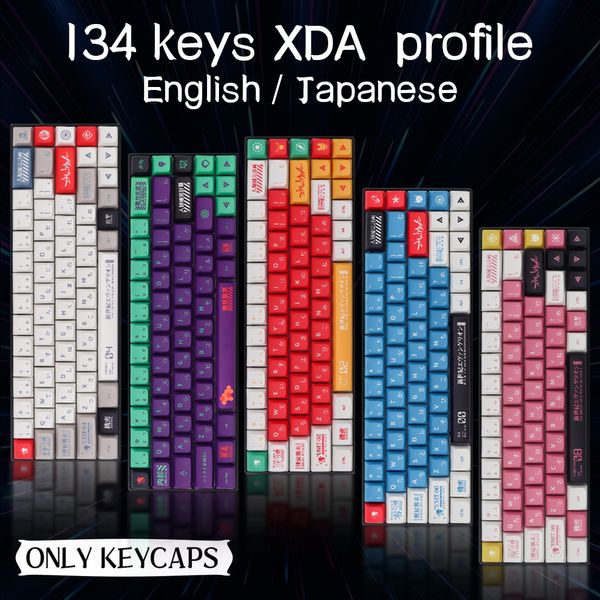 Teclados Eva Theme Japanese Animation Personalizado Keycaps XDA Profile PBT Dye Sublimation KeyCap Para GMK MX Switch Teclado Mecânico 230712