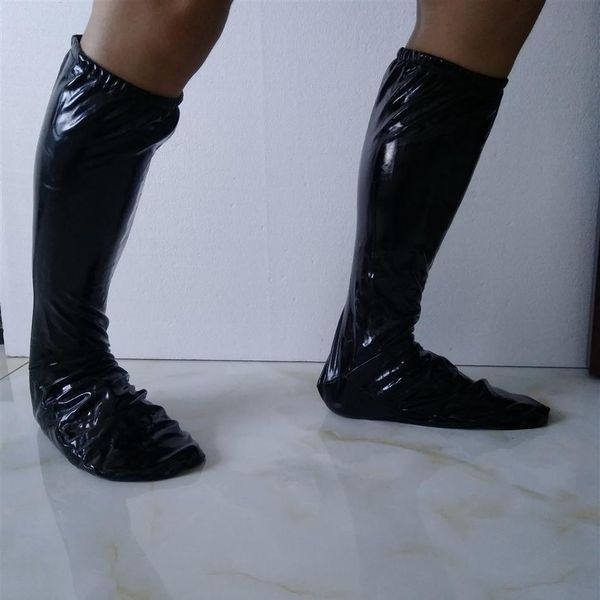 New Lycra spandex Shiny Metallic Wet Look PU Leather PVC Costumi Cosplay Party Halloween Foot cover Sleeve Socks171r