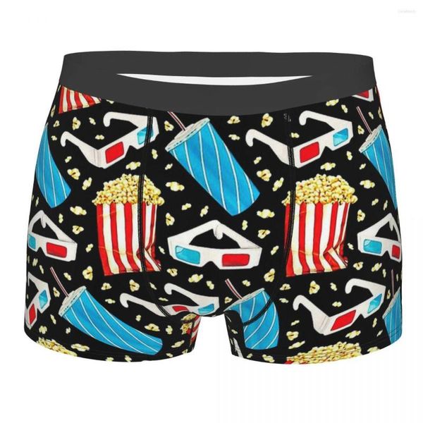 Cueca 3D Movie Pattern Preto Tridimensional Breathbale Calcinha Cueca Homem Calções Estampados Cueca Boxer