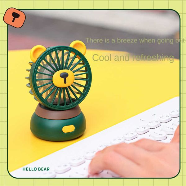 Elektrische Fans Kreative Cartoon Bär Desktop Mini Fans Big Wind Desktop Tragbare USB-Lade Handheld Fan Tragbare Klimaanlage