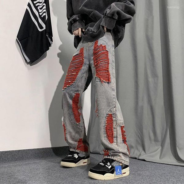 Erkek kot pantolon momo püskül pantolon moda marka kolye geniş bacak hip hop tembel rüzgar çiftinin gevşek erkekleri