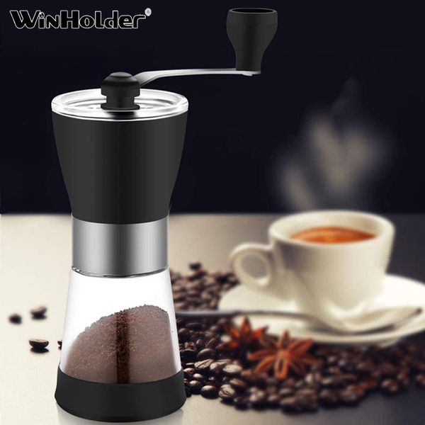 Cafeteira Winholder Portátil Cafeteira Manual Cerâmica Burr Bean Máquina de Café Ajustável Grossura Preta Para Viagens, Acampamento e Casa 230712