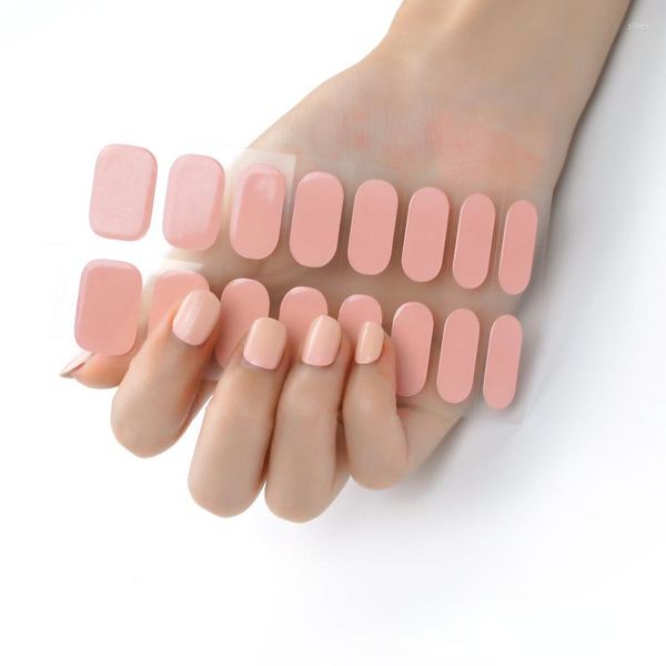 Adesivos para unhas Simples Cor Sólida Esmalte Gel Semi Curado Macaron Autoadesivo Adesivo À Prova D' Água Para Moda Feminina