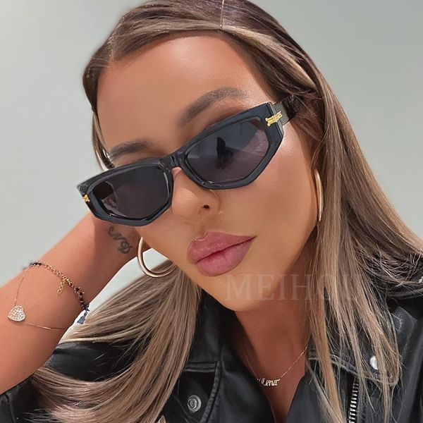 Occhiali da donna di marca di moda 2023 Tonalità di tendenza per le donne Occhiali da sole Cat Eye di lusso da donna Elegant Black Vintage Eyewear U400