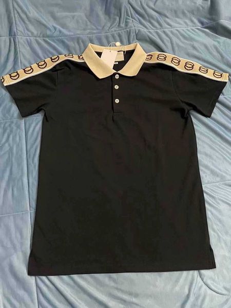 24sp Herren-Poloshirt, schwarz und weiß, rot, leicht, luxuriös, kurze Ärmel, Nähte, 100 % Baumwolle, klassischer Buchstabe, Business, lässig, Revers, modisch, schmal, 3XL#98