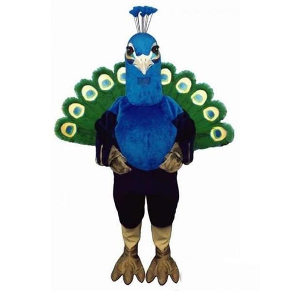 Hochwertiges blaues Pfau-Maskottchen-Kostüm, Halloween, Weihnachten, ausgefallene Party, Cartoon-Figur, Outfit, Anzug, Erwachsene, Frauen, Männer, Kleid, Carni360H