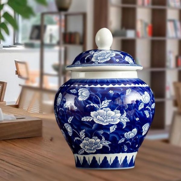 Garrafas de armazenamento Vaso de flores secas de porcelana esmaltada Decoração asiática multiuso chinês