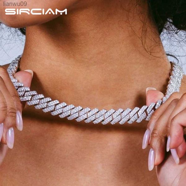 14MM Iced Out Chain Micro Paved Cristal Miami Colar Elo Cubano Pulseira Para Mulheres Punk Prong Link Colar Gargantilha Jóias L230704