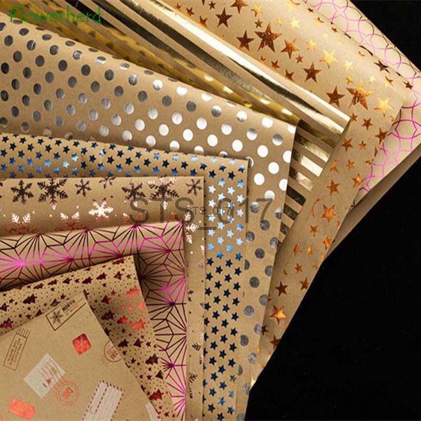 Подарочная упаковка 50x70cm DIY бронзовать подарочная оберточная бумага Бутик подарочный ремесленный ремесленную бумагу подарочную коробку с цветочной упаковкой упаковка