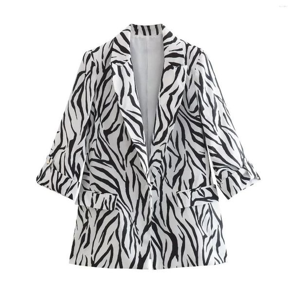 Kadın Suitleri Kadın Hayvan Baskı Zebra Blazer Zarif Şık Moda Takım Ceket Sıradan Ceket Kadın Dış Giyim Kıyafet Giysileri