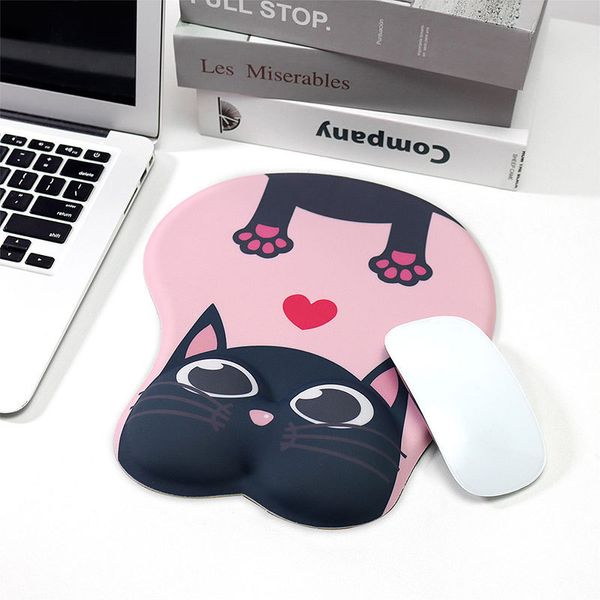 Kawaii Tier-Mauspad mit Handgelenkstütze, rutschfeste Silikon-Handauflage, 3D-Cartoon, niedliche Mäusematte für PC, Computer, Laptop, Gaming