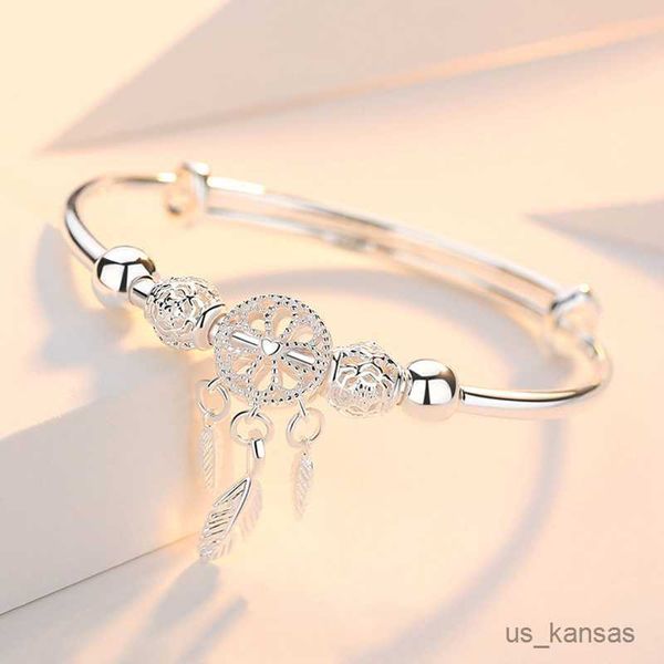 Braccialetti con ciondoli Bracciale stile coreano semplice acchiappasogni Bracciale da donna in argento placcato 999 Nicchia Unico stile freddo Bracciale aperto Bracciale in argento R230713