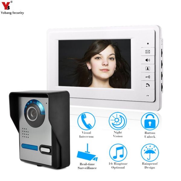 Smart Lock Yobang Videocitofono di sicurezza Kit sistema di citofono Campanello Telefono Telecamera IR antipioggia per casa Villa Edificio Appartamento 230712