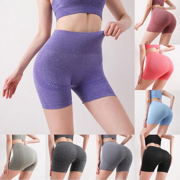 Damen-Shorts, Yoga-Hosen, hohe Taille, formend, Fitness-Leggings, modisch, atmungsaktiv, nahtlos, anti-leer, einfarbig