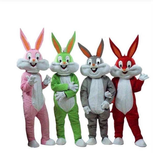 Ostern Kaninchen Maskottchen Kostüm Bugs Bunny Pelzigen Anzüge Fancy Cartoon Hase Outfits Karneval Halloween Weihnachten Party Kleid Sets257T