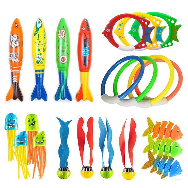 Sand Spielen Wasser Spaß Sommer Tauchen Spielzeug Torpedos Banditen Stringed Octopus Tauchen Fisch Ring Schwimmbad Wasser Spiele Training Geschenk set Spielzeug Für Kinder 230712