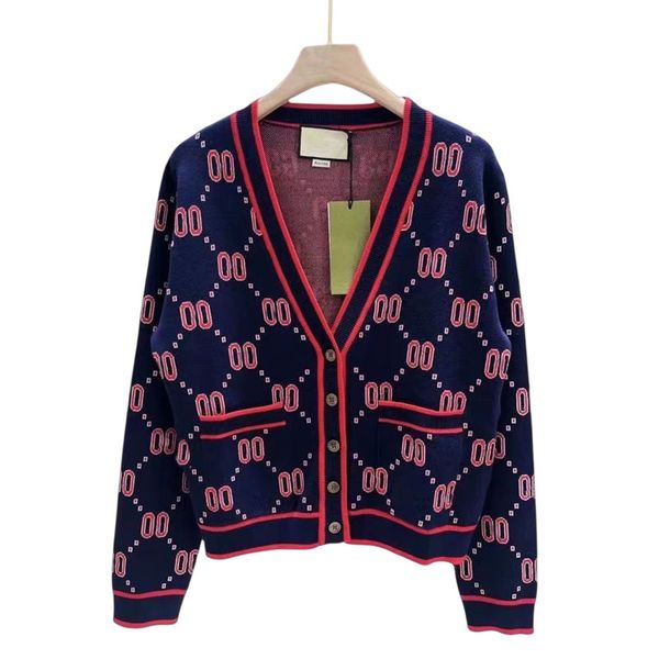 Cappotto cardigan lavorato a maglia a maniche lunghe ricamato moda da donna di alta qualità con scollo a V in lana maglione madre