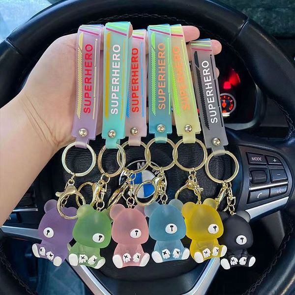 Mode-Blogger-Designer-Schmuck Cartoon-Harz-Kristall sitzender Bär Schlüsselanhänger Handy-Schlüsselanhänger Lanyards Schlüsselanhänger Großhandel YS50