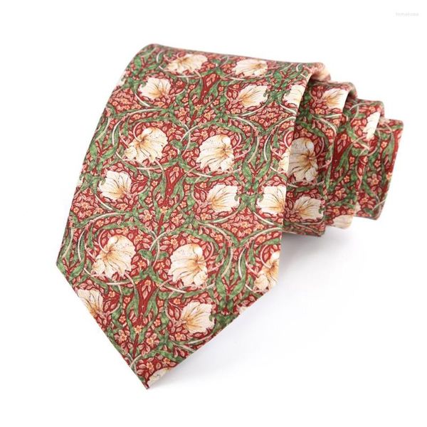 Bow Binds Novlety 8cm Herren Krawatte Klassiker für Bräutigam -Groomsman Pink Green Blumen Drucken Krawatte Polyester Ascot Hochzeitsfeier