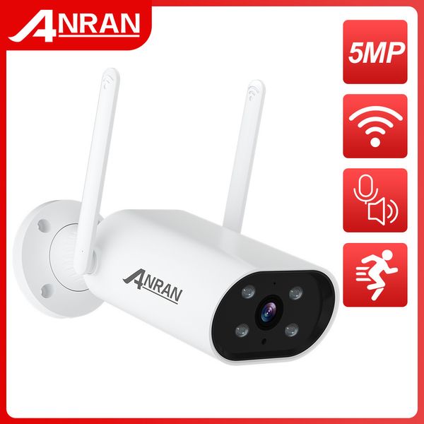 Telecamere IP ANRAN Fotocamera 5MP Smart Outdoor Wi Fi Security 5megapixel Sorveglianza Impermeabile Visione notturna Controllo APP Audio 230712