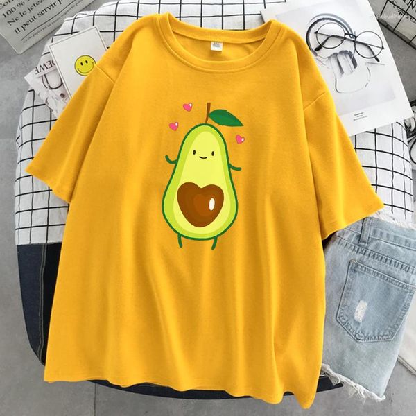 Camisetas Femininas Happy Avocado Cute Gril Print Roupas Femininas Harajuku Sweat Camisa Solta Macio Respirável Tops Moda Feminino Grande