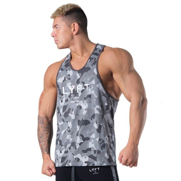 Regata Masculina Camuflado Secagem Rápida Top Masculino Verão Casual Camisa Sem Mangas Masculino Ginásio Fitness Musculação Singlete Colete Stringer Roupas de Treinamento 230713