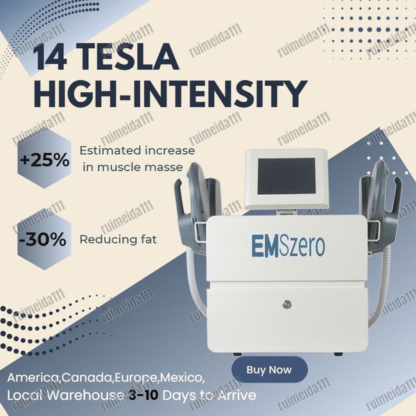 Máquina portátil de escultura corporal Emszero Massageador de radiofrequência Uso de estimulação Eliminar almofadas de gordura Tesla Sculpt Tela dobrável para salão de beleza em casa