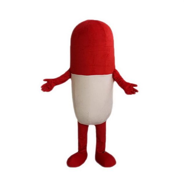 Cápsula de pílula vermelha e branca fantasias de mascote personagem de desenho animado adulto Sz 100% imagem real 22 alta qualidade 191E