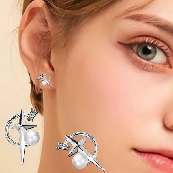 Stud Küpe Moda Trend 2023 Kadınlar için Yıldızlar İnci Gümüş Renk Parti Takı Kızlar Delmiş Kulaklar