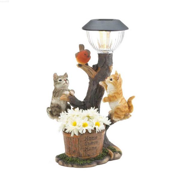 Decorazioni da giardino Luce solare Simpatico animale Giardino Statua Regalo Prato LED esterno Decorativo Cortile Stagno Figura Calda lanterna bianca Patio Resina L230714