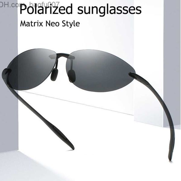 Sonnenbrille Randlose polarisierte Fahrsonnenbrille für Herren Matrix Neo-Stil Anti-Blaulicht-Sonnenbrille UV400 ultrahelle Oculos De Sol-Sonnenbrille Z230714