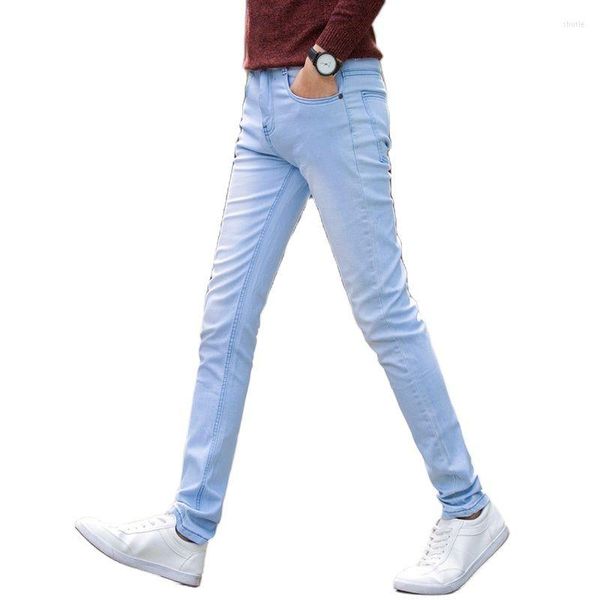 Männer Hosen Großhandel 2023 Mode Beiläufige Dünne Jeans Männer Denim Hip Hop Dünne Gerade Jungen Koreanische Trendy Schwarz Lange bleistift